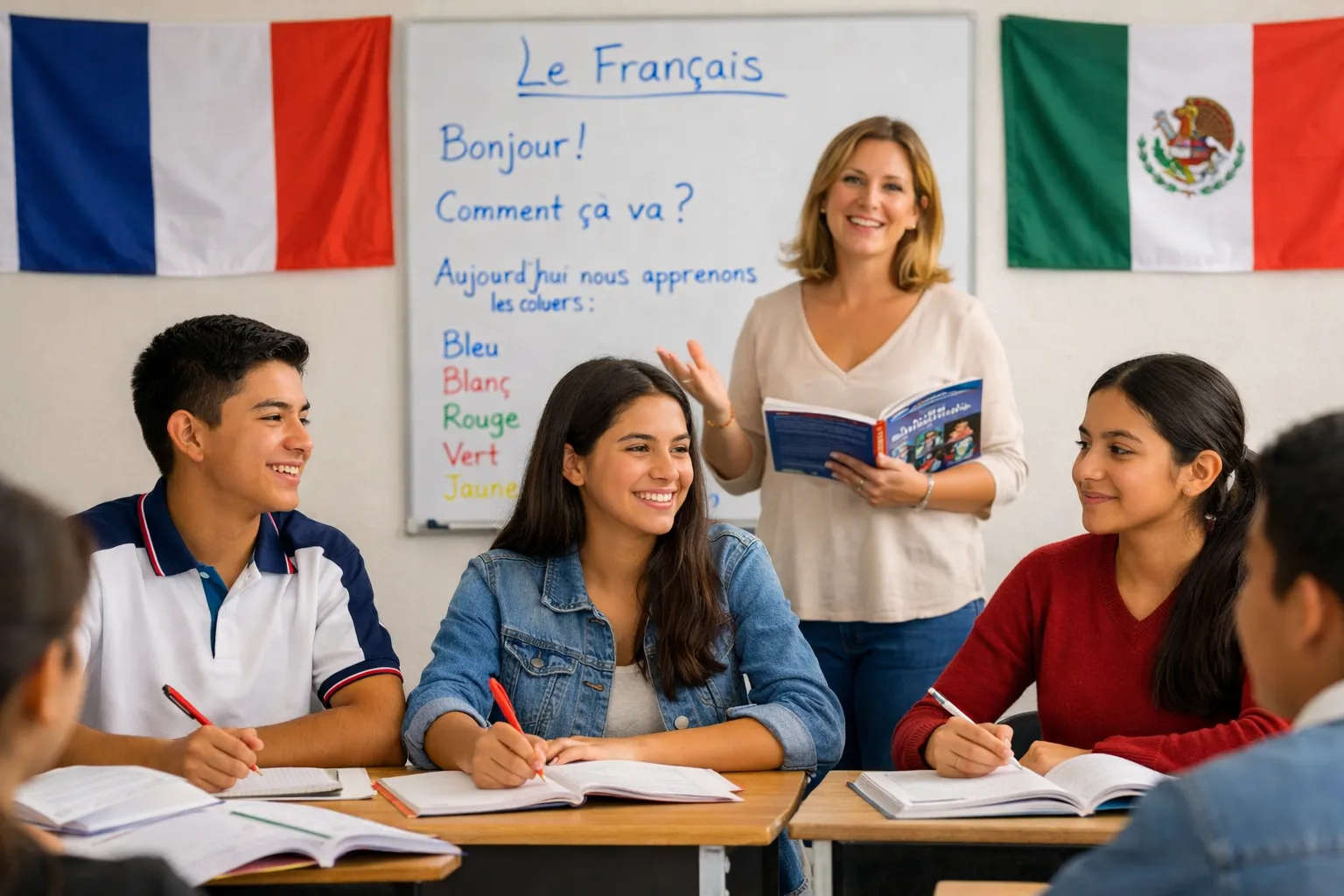 Estudiantes aprendiendo francés en México - educación internacional