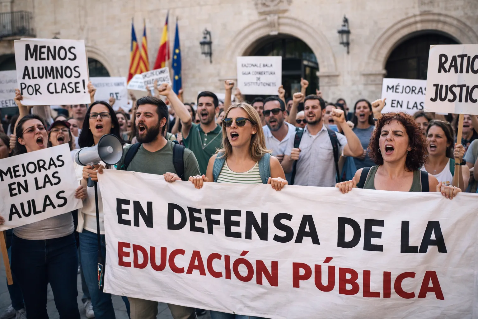 Docentes España movilizaciones huelga Catalunya 11 febrero ratios salarios sustituciones Esther Niubó