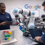 Google Intrinsic robótica IA física Gemini DeepMind fábricas automatización Foxconn 2026