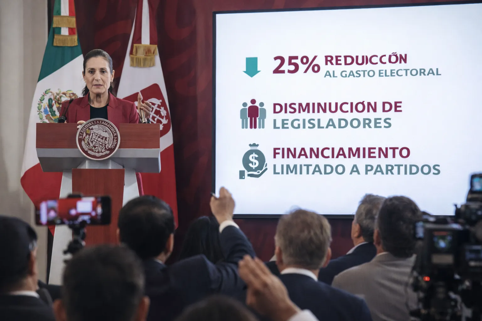 reforma electoral Sheinbaum 2026 INE plurinominales Senado 96 recorte 25% gasto partidos México