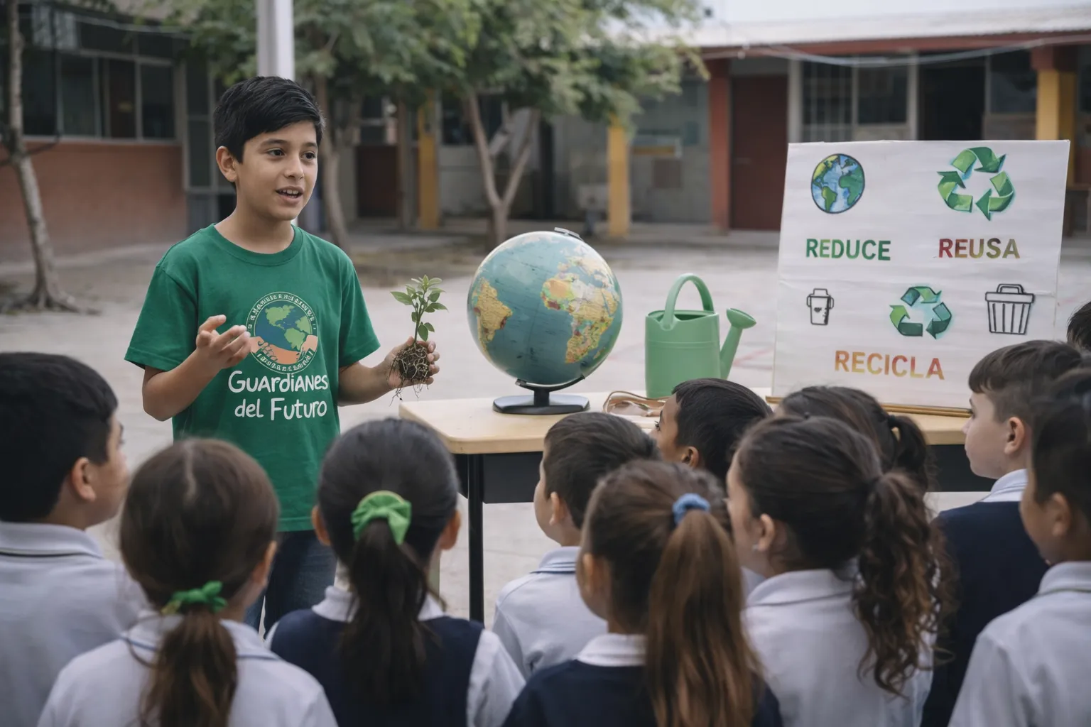 Eilan Miranda Guardianes del Futuro Hermosillo Sonora 13 años talleres reciclaje hidroponía educación ambiental niños México 2026