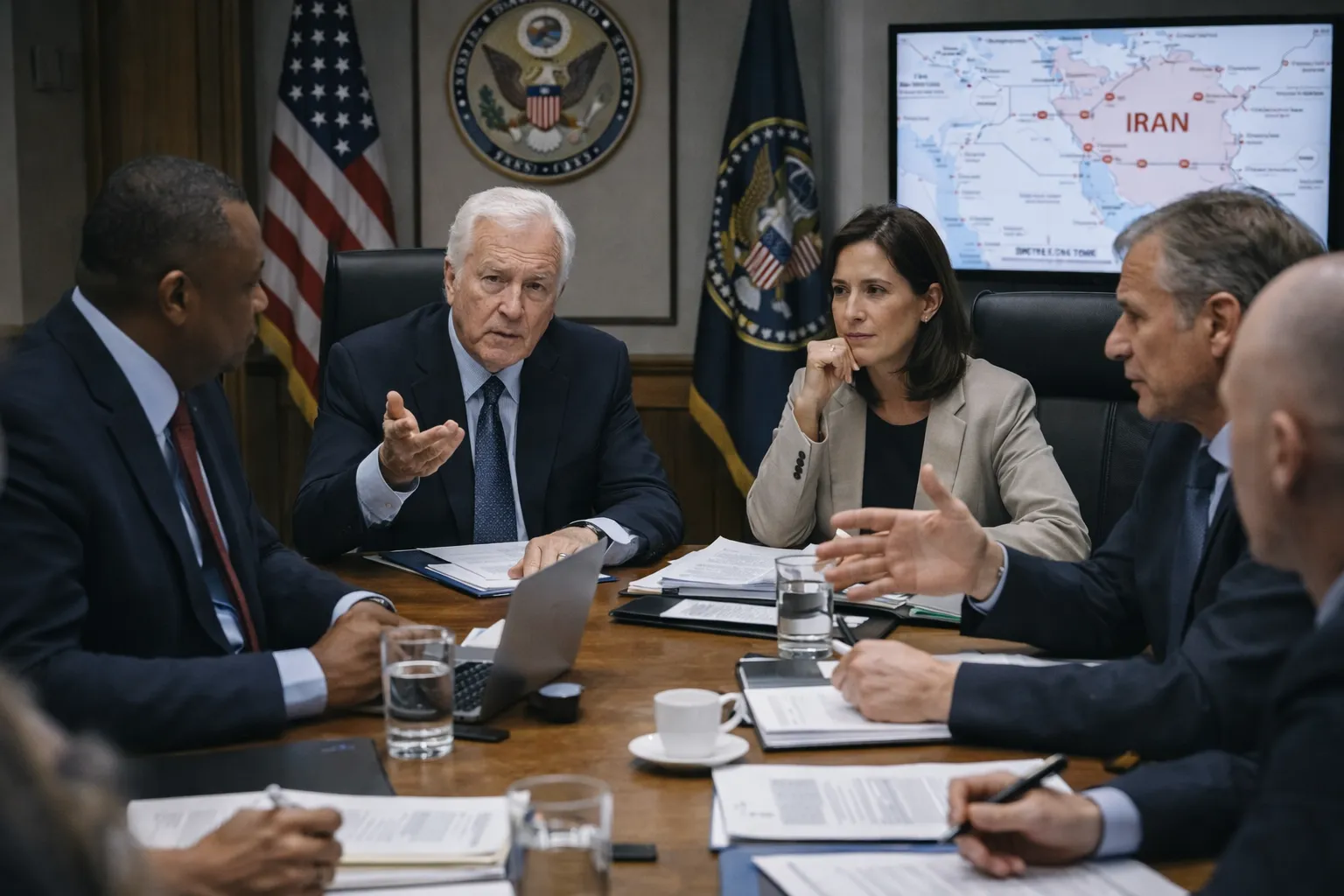 debate interno EEUU estrategia Irán guerra Trump administración objetivos contradictorios Congreso sesión informativa clasificada Murphy Rubio Vance Johnson 13 marzo 2026